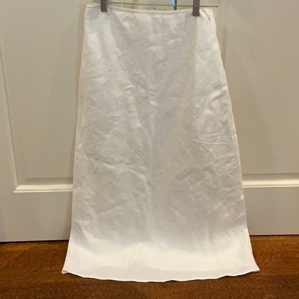 Reformation White Linen Midi A-Line Skirt Size L